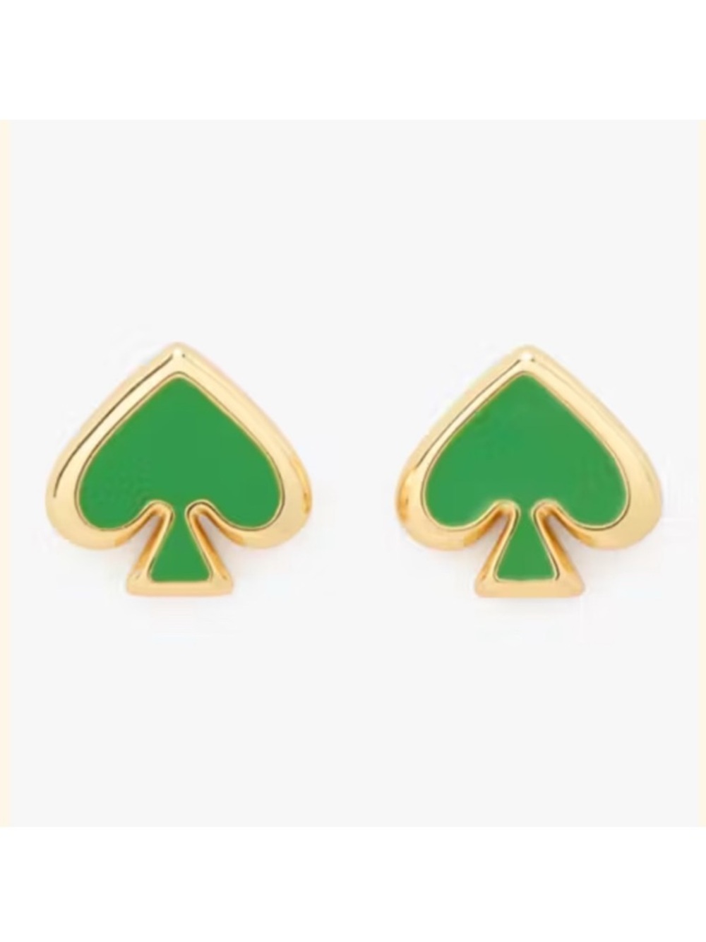 NWT Kate Spade Everyday Spade Enamel Studs - Green and Gold